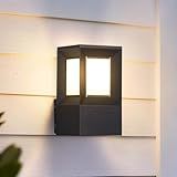 MVBT 1 Pack Solar Wall Lights Outdoor Waterproof, 10.8" Solar Porch Lights Outdoor, 3000K LDE Wall Sconce Light with E26 Bulb, Dusk to Dawn Front Porch Light Fixtures, Modern Garage Lighting for House