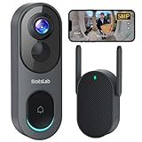 BOTSLAB 5MP Wireless Video Doorbell Camera, No Monthly Fee, 5GHz WiFi, 180° Head-to-Toe View, AI Motion Detection, VR Mode, Battery or Wired Powered, Easy Installation, Weatherproof
