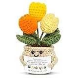 OASSIE Valentines Galentines Day Gifts for Women - Mini Tulip Positive Emotional Support Crochet - Thank You Birthday Appreciation Easter Friendship Gifts for Best Friend Teacher Coworker Boss Nurse