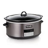 Crock-Pot Large 8-Quart Programmable Slow Cooker with Auto Warm Setting, Black Stainless Steel (Pack of 1)