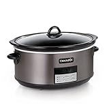 Crock-Pot Large 8-Quart Programmable Slow Cooker with Auto Warm Setting Black Stainless Steel Includes Cookbook (Pack of 1)