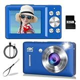 Digital Camera, 44MP Compact Camera, FHD 1080P Point and Shoot Digital Cameras with 16X Zoom, Face Detect, Smile Capture, Anti Shake, for Boys Girls Teens Gifts (Blue)