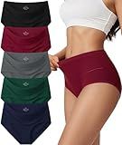 Vevmon Cotton Underwear for Women High Waisted Full Coverage Briefs Soft Ladies Panties 5 Pack (US, Alpha, Medium, Regular, Regular, A-5 Pack 5 Colors)