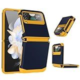 Asuwish Compatible with Samsung Galaxy Z Flip 4 5G 2022 Phone Case Cell Accessories Heavy Duty Slim Rubber Protective Hard PC Anti-Slip Hybrid Cover for ZFlip4 Z4 Flip4 4Z Women Men Navy Blue