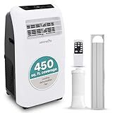 SereneLife Small Air Conditioner Portable 12,000 BTU with Built-in Dehumidifier - Portable AC unit for rooms up to 550 sq ft - Remote Control, Window Mount Exhaust Kit