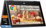 HP Chromebook Pro X360 Fortis 2-in-1 Laptop (11.6" Touchscreen, Intel N5100, 8GB RAM, 128GB Storage(64GB+64GB)), Ruggedized & Spill-Resistant, Convertible, Student, Home, Long Battery Life, Chrome OS