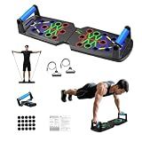 Push Up Board for Men - 15-in-1 Foldable Pushup Board with Push Up Bar, Handles & Bands, Portable Home Gym & Workout Equipment for Chest Exercise, for Teen Boys 16-18 & Gym Lovers
