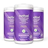 Method All-Purpose Cleaning Wipes, French Lavender, Multi-Surface, Compostable, 70 Count, (Pack of 3)