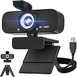 SZGIARUY Pc Webcam with Microphone, 1080p Full Hd Webcam with Rotatable Tripod and Privacy Cover,Camera for Computer Or Web Camera for Desktop Computer, Ideal for Remote Workers, Students, Gamers