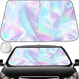 Iridescent Sun Shade for Car Windshield, Foldable Universal Car Windshield Upgrade Sunshade Enhanced UV Rays Reflective Sun Visor Shade Keeps Vehicle Cool