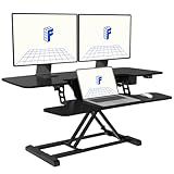 FLEXISPOT Electric Standing Desk Converter 42" Height Adjustable Desk 55 LBS Weight Capacity Motorized Stand up Desk Riser with Quick Release Keyboard Tray for Office Home