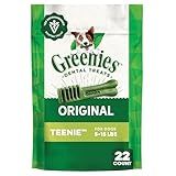 Greenies Veterinarian-Recommended Adult Natural Dental Dog Treats Teenie Size, Dog Dental Chews, Original Flavor, 6 oz. Pack, 22 Count