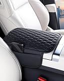 ESKONKE [Upgraded Car Center Console Cover with 2 Storage Bags - Premium Nappa Leather Armrest Cover, Scratch & Wear Resistant, Waterproof Car Interior Accessories (Classic - Black)
