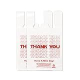 YoYoRain White Thank you T shirt bag, Grocery shopping bag Reusable and Disposable Supermarket Bag 11''x6''x21'' 100PCS