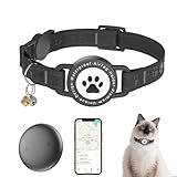 GPS Tracker for Cats, Mini GPS Cat Tracker,Waterproof Trackers Cats Collar with Bells,No Subscription, GPS Cat Collar, Adapt with Apple Find My (iOS Only) Finder Tag for Vehicles, Pets, Kids (Black)