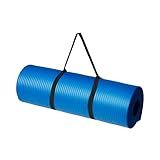 Amazon Basics 1/2 Inch Extra Thick Exercise Yoga Mat with Carrying Strap for Home Workouts and Fitness, Non-Slip, Cushioned Support, 74" x 24" x 0.5", Blue