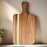 ZeQi Acacia Wood Cutting Board with Handle 13.7''X7'' / Charcuterie Board/Serving Board/Cheese, Bread, Vegetables & Fruits Serving Board (Rectangular)
