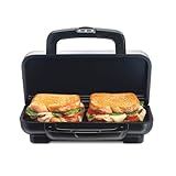 Proctor Silex Deluxe Hot Sandwich Maker With Easy-Clean Durable PFAS-Free Nonstick Ceramic Plates, Fits up to 2 Grilled Cheese, Ruebens, Tortas or Subs, Stainless Steel (25415MN)