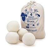 Handy Laundry Wool Dryer Balls - Natural Fabric Softener, Reusable, Reduces Clothing Wrinkles and Saves Drying Time, Better Alternative to Plastic Balls and Liquid Softener (Pack of 4)