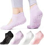 yeuG Grip Pilates Socks for Women Open Top Non Slip Grippy Yoga Socks with Grips for Barre, Ballet, Barefoot Workout
