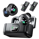 Wireless Lavalier Microphone for iPhone: Mini Microphones for Android Equipment - Noise Reduction Lapel Mic for Professional Recording - 80h Battery Life - 48KHz Studio Sound