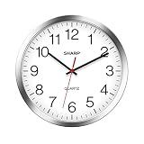 Sharp 12-Inch Battery Wall Clock, Silent Non-Ticking, Easy-Read, Silver