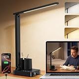 cozoo LED Desk Lamp USB A/C AC Pen Holder Dorm Home Office Desk Light Black