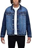 X RAY Mens Denim Jacket, Washed Ripped Distressed Flex Stretch Casual Trucker Biker Jeans Jacket for Men, Indigo, Large