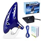 VixxNoxx Zelda Ocarina 12 Holes Alto C Tone with Song Book (Songs From the Legend of Zelda), Sound Healing Instruments for Beginners with Display Stand Protective Bag (Navy Blue)