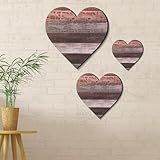 Jetec 3 Pcs Rustic Wooden Heart Decor Farmhouse Wood Home Wall Sign Hanging Plaque Decor for Kitchen Bedroom Bathroom Living Room,Ideal Housewarming Gifts(Classic)