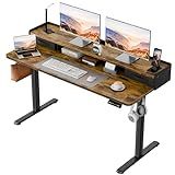 Homall Electric Standing Desk with 2 Drawers, Adjustable Height Computer Desk with Monitor Shelf Sit Stand Table with Splice Board Quick Install for Home Office (Rustic Brown, 48 Inch)