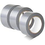 3-Pack Duct Tape Heavy Duty Waterproof Silver, 66 Yards x 1.88 Inch Total Strong Adhesive Duct Tape No Residue Bulk for Home Use, DIY, Projects, Outdoor Repairs Tear by Hand