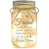 YOISTREVISK Friend Christmas Gifts for Women, Friendship Gifts for Women, Best Friend Birthday Gifts - Mason Jar Night Lights for Friends, Heartfelt Home Decor Gift