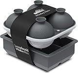 Samuelworld Large Silicone Premium Ice Trays, 2-Pack Combo, 2 Inches Big Cubes & 2.5 Inches Sphere Ice Molds - BPA Free, Craft Ice Maker for Gifting, Whiskey, Cocktails, Easy Release - Gray