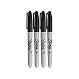 Sharpie Permanent Markers, Fine Point, Black Ink (4-Pack)