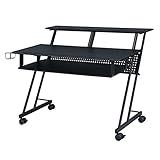 Acme Suitor Wooden Top Music Recording Studio Desk with Keyboard Tray in Black