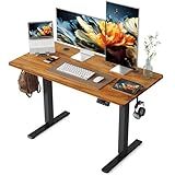 YIHAYO Electric Standing Desk, 48 x 24 Inches Stand Up Desk with Splice Board, Adjustable Height Desk, Computer Desk for Home Office, Black Frame/Rustic Brown Top