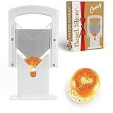 Concy Bagel Slicer Guillotine Cutter – Safe, Clean Slicing for Firm Bagels – Non-Stick Blade, Durable ABS (White)