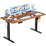 DUMOS 63 Inch Electric Standing Desk Height Adjustable, Sit to Stand Computer Workstations Large Work PC Table Home Office Writing Gaming Desks with Memory Presets for Walking Pad, Bedroom, Rustic