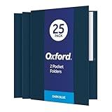 Oxford Twin-Pocket Folders, Textured Paper, Letter Size, Dark Blue, Holds 100 Sheets, Box of 25 (57538EE)