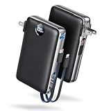 Portable Charger with Built in Cable & Wall Plug, 50000 mAh Power Bank, 22.5W Fast Charging, 4 Outputs, Travel Essential Battery Pack with LED Display for iPhone 17/16/15/14 Series, Samsung, iPad etc