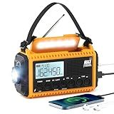 Eoxsmile NOAA Emergency Weather Radio - 5000mAh Solar/Hand Crank/Battery AM/FM/SW with USB Charger, LED Flashlight & SOS Alert, Clock, Portable Survival Radio for Power Outage, Hurricanes, Camping