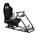 Marada Flight Simulator Cockpit with Black Seat and Racing Sim Cockpit for Driving and Flight Sim Fit for Thrustmaster HOTAS Warthog, for Logitech,Throttle,Joystick,Keyboard not Included