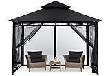 MASTERCANOPY Outdoor Garden Gazebo for Patios with Stable Steel Frame and Netting Walls (9x9,Black)