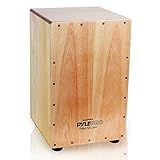 Pyle Jam Wooden Cajon, Handcraft Compact and Lightweight Percussion Box with Internal Guitar Strings, Rubber Capped Feet, Suitable for All Ages, 12.0’’ x 12.0’’ x 18.0’’ (PCJD18)