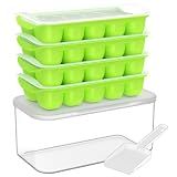 DOQAUS Ice Cube Tray with Lid and Bin, 4 Pack Ice Bucket Kits for RV