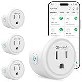 Smart Plug, GHome Smart WiFi Plugs Work with Alexa and Google Home, Smart WiFi Outlet with Remote Control and Timer Function, 2.4GHz Wi-Fi Only, No Hub Required, ETL FCC Listed, White (4 Pack)