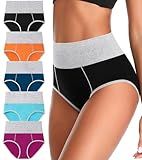 ASIMOON Womens Cotton Underwear High Waisted Panties Tummy Control Comfortable Full Coverage Postpartum Briefs Multipack
