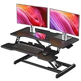 JYLH JOYSEEKER Standing Desk Converter 32 inch, Height Adjustable Sit Stand Desk Riser, Quick Sit to Stand Tabletop Dual Monitor Riser Workstation for Home Office with Keyboard Tray, Black