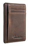 Travelambo Slim Wallet Front Pocket Minimalist Leather RFID Blocking Medium Size